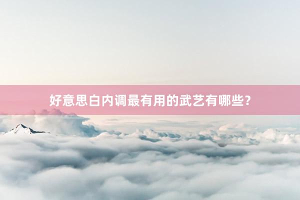 好意思白内调最有用的武艺有哪些？